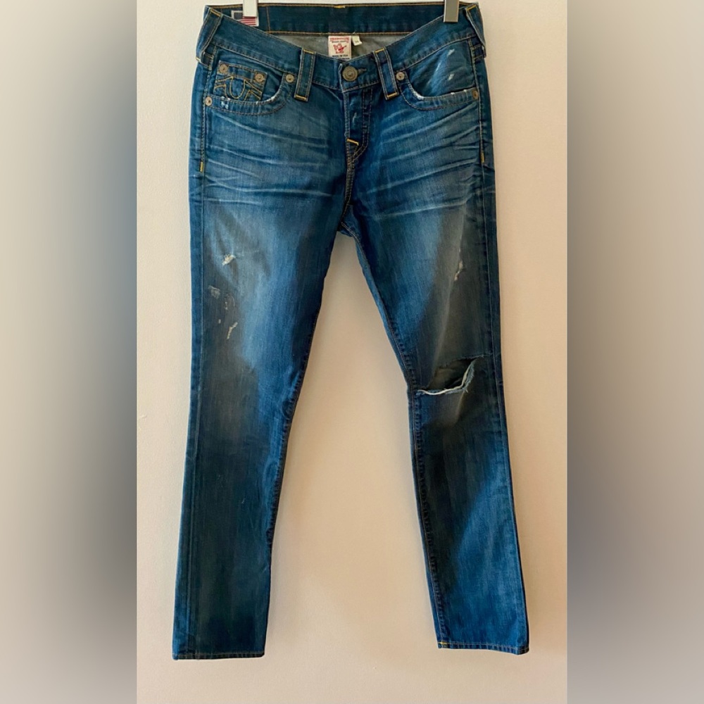 TRUE RELIGION “Brianna” Women’s Boyfriend Jeans Distressed Made in USA Size 26